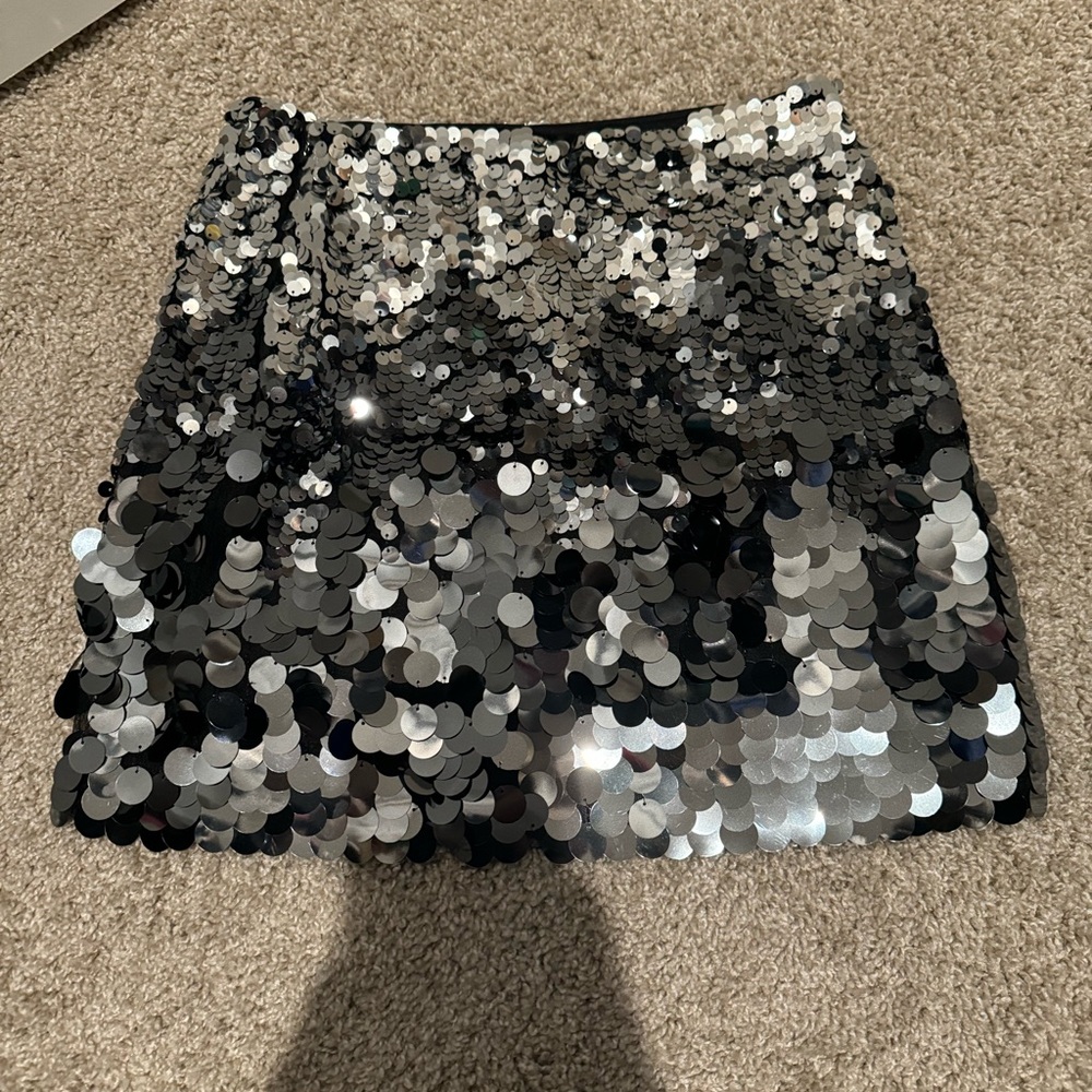 H&M sequin glitter silver skirt